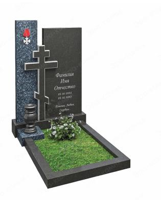 Гранитный памятник с православным крестом