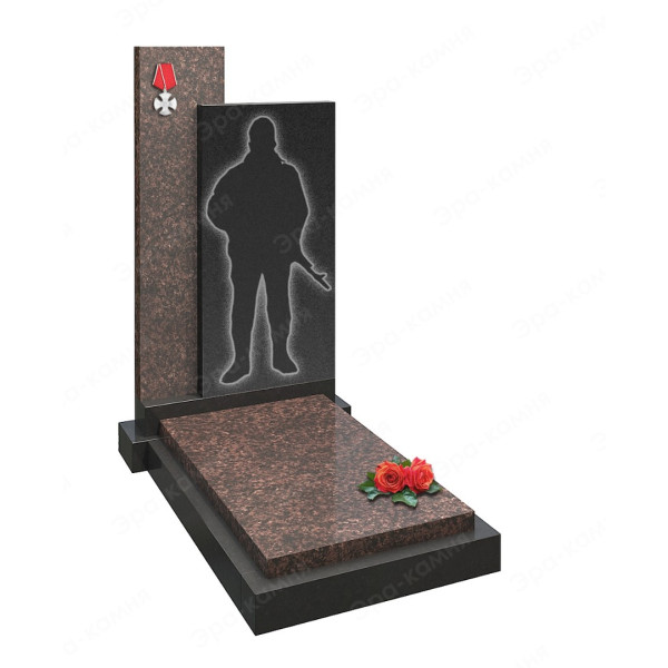 Комбинированный памятник из чёрного и красного гранита