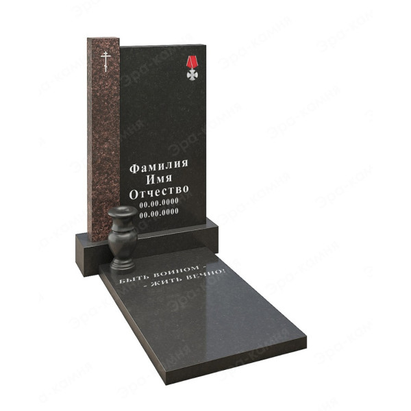 Комбинированный памятник из чёрного и красного гранита