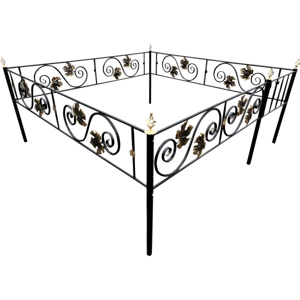 Металлическая ограда на могилу с элементами ковки №36